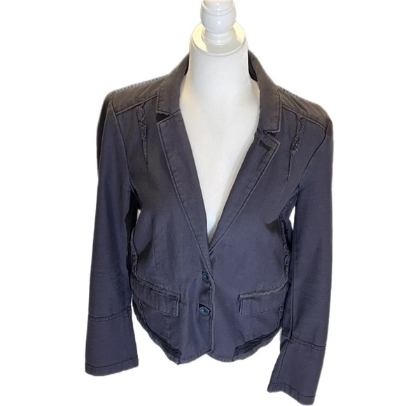 Anthropologie EUC Hei Hei Delaine Blazer Soft exposed Seams Button Cuff 10 - Picture 2 of 15